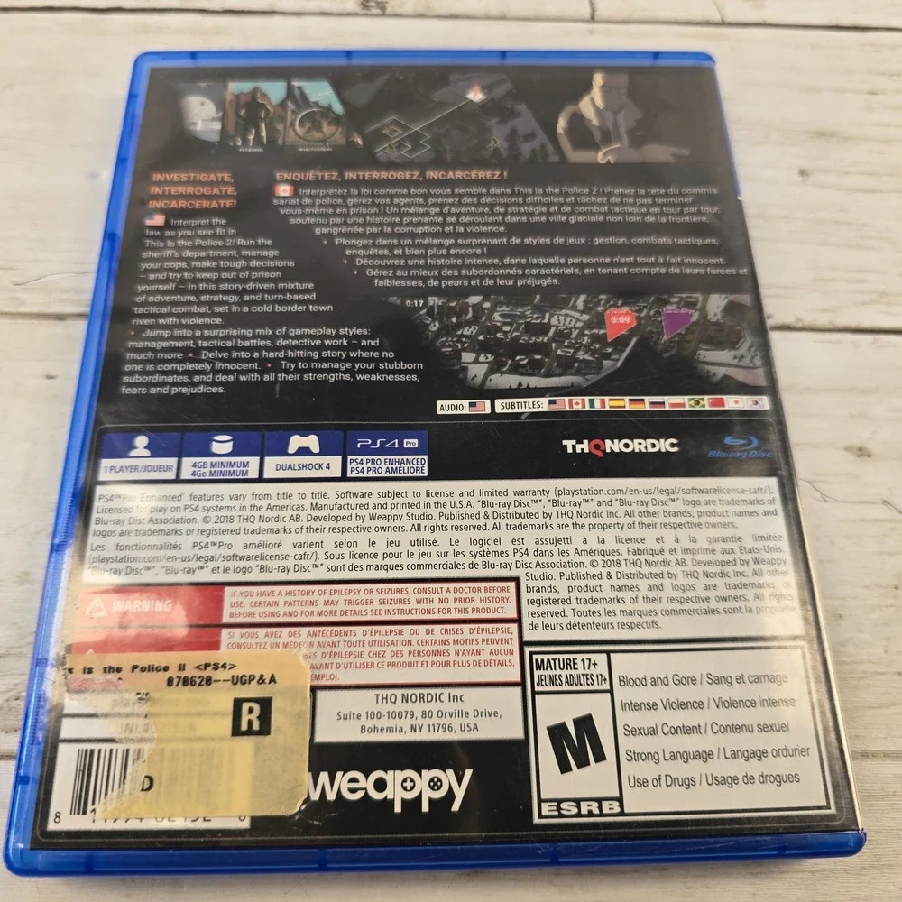 This Is the Police II 2 PS4 PlayStation 4 THQ Nordic Strategy Tactical Game